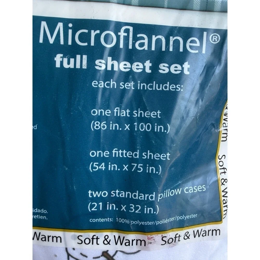 NEW Shavel Home Products Micro Flannel Snowman Printed Sheet Set Full Size